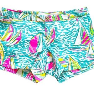 LILLY PULITZER Adie Short You Gotta Regatta Resort Beach Summer Sail Boat